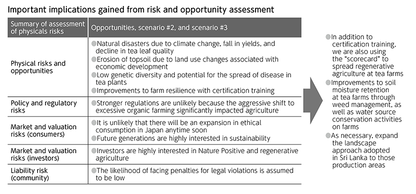 Important implications gained from risk and opportunity assessment