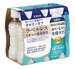 「キリン おいしい免疫ケア カロリーオフ」100ml・ペットボトル6本パック（ラベルレス）商品画像